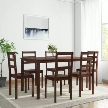 Woodness Winston Solid Wood 6 Seater Dining Set  (Finish Color - Wenge)