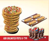 Get Unlimited Pizza at Pizza Hut from Rs. 199 + Unlimited Pepsi at Rs. 99.