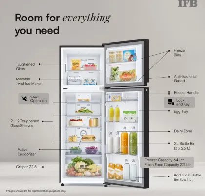 IFB IFBFF-336CYKSETM 285 L 3 Star Double Door Refrigerator