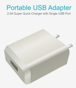 Portronics POR 898 2.0A Portable USB Adapter (White)