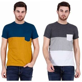 Pack of 2 Colorblock T-shirts by Stylogue + Flat Rs. 40 OFF on Prepaid Orders