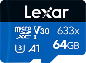 Lexar 633x Blue Series 64GB Class A1 Micro SDXC Memory Card