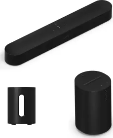 Sonos Beam Gen2 Soundbar with Sub Mini Subwoofer and Era 100 Speaker