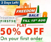 Freedom Sale - Flat 50% OFF on Your First Order + Extra 20% Cashback using PayUmoney Wallet