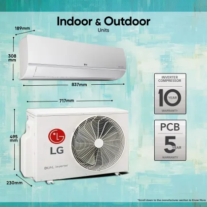 LG TS-Q17XNXE2 1.2 Ton 3 Star 2024 Dual Inverter Split AC