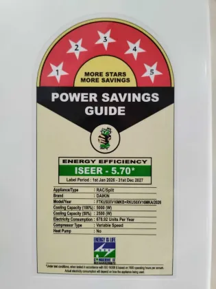 Daikin FTKU50XV16MKB 1.5 Ton 5 Star 2026 Inverter Split AC