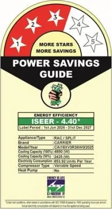 Carrier CAI18XV3R36W0 1.5 Ton 3 Star Inverter Split AC (XCEED EDGE Gxi Wi-Fi)