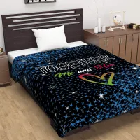 Divine Casa Lino Microfibre Reversible Single Dohar/Blanket, Abstract- Blue