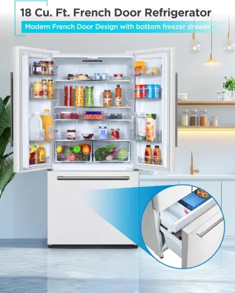 BLACK+DECKER BRF1800GIMW 18 Cu Ft French Door Refrigerator