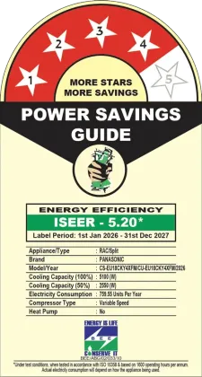 Panasonic CS/CU-EU18CKY4XFM 1.5 Ton 4 Star 2026 Inverter Split AC