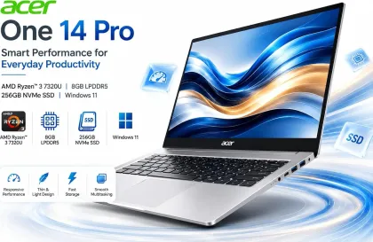 Acer One 14 Pro Laptop (AMD Ryzen 3 7320U/ 8GB/ 256GB SSD/ Win11)