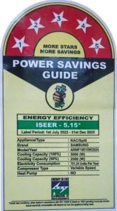 Samsung AR60F19D15W 1.5 Ton 5 Star 2024 Split Inverter AC