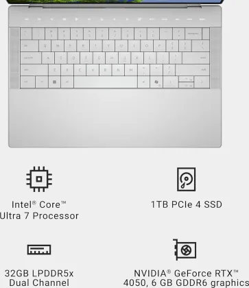 Dell XPS 14 9440 AI Laptop (Intel Core Ultra 7 155H/ 32GB/ 1TB SSD/ Win11/ RTX 4060 8GB Graphics)