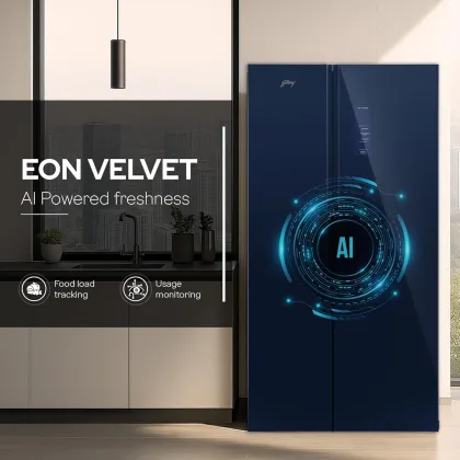 Godrej RS EONVELVET 646C RIT SM BL 600 L Side by Side Door Refrigerator
