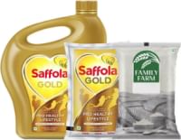 Saffola Gold Pro Healthy Lifestyle Edible Oil (Pouch) + Saffola Gold Pro Healthy Lifestyle Edible Oil (Jar) + Family Farm Sugar Combo