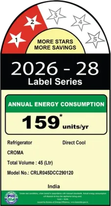 Croma CRLR045DCC290120 45 L 2 Star Single Door Mini Refrigerator