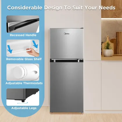 Midea MERM45S3AST 4.5 Cu Ft Double Door Refrigerator