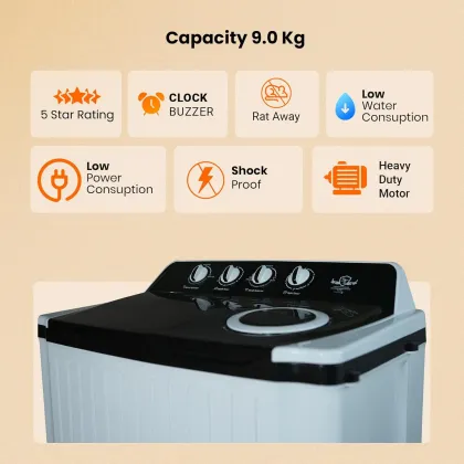 Power Guard PG90WM-BKWT-OP-WW 9 kg Semi Automatic Washing Machine