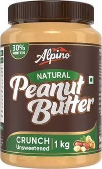 ALPINO Natural Peanut Butter Crunch 1 KG | High Protein Peanut Butter Crunchy | Vegan 1 kg