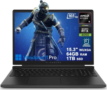 Dell Alienware 15 Gaming Laptop (AMD Ryzen 5 220/ 64GB/ 1TB SSD/ Win 11/ 6GB RTX 4050)