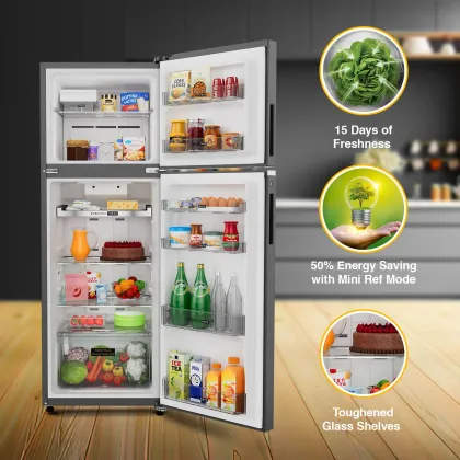 Whirlpool IF INV 375 Illusia Steel 327 L 3 Star Double Door Refrigerator