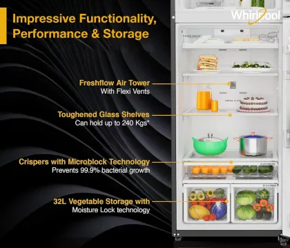 Whirlpool IF INV CNV 515 Alpha Steel-Y 467 L 2 Star Double Door Refrigerator