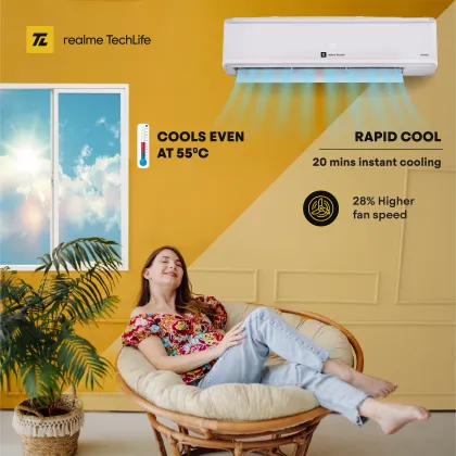 Realme TechLife 105SIAA22BWRS 1 Ton 5 Star 2023 Inverter Split AC