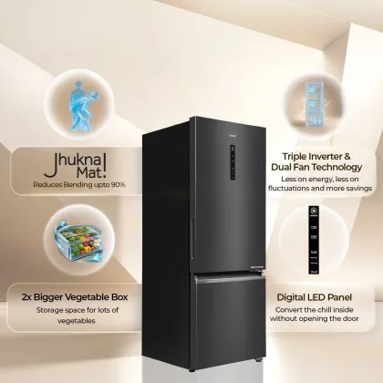 Haier HEB-333GBA-P 325 L 3 Star Double Door Refrigerator