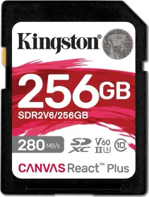 Kingston Canvas React Plus 256GB SDXC V60 UHS-II Memory Card (280 MB/s)