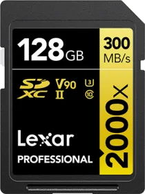 Lexar Professional 128GB 2000x GOLD Series SDXC/SDHC Class 10 Memory Card