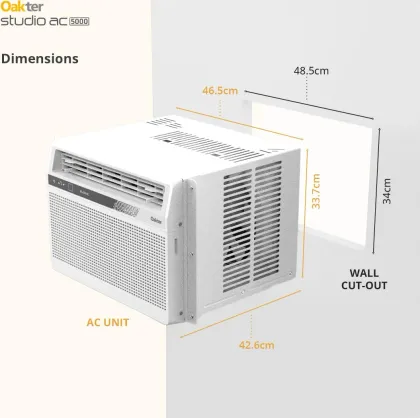Oakter Studio AC 5000 0.5 Ton 3 Star 2026 Inverter Window AC