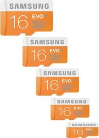 Samsung MicroSDHC Card 16GB Class 10 Evo (Pack of 5)