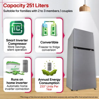 LG GLT2526XWDS 251 L 2 Star Double Door Refrigerator