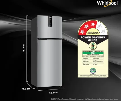 Whirlpool IF INV 375 Illusia Steel Conv-Y 327 L 3 Star Double Door Refrigerator
