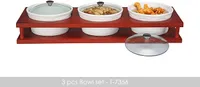 3-piece Serving Bowl Set with a Wooden Base at just Rs. 249