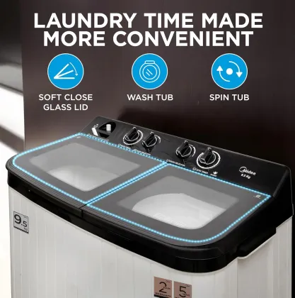 Midea MWMSA095GPG 9.5 Kg Semi Automatic Washing Machine