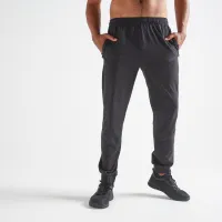 DOMYOS Men's Regular-Fit Stretchable Fitness Pant - Black
