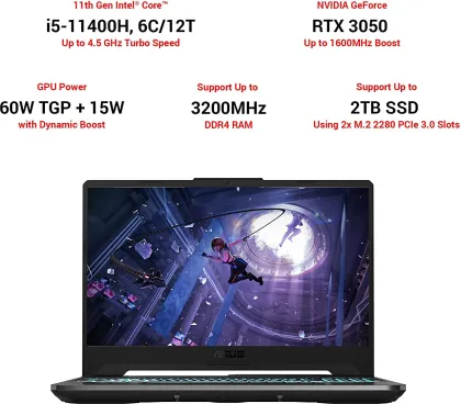 Asus TUF Gaming F15 FX566HCB-HN229T Gaming Laptop (11th Gen Core i5/ 8GB/ 512GB SSD/ Win10/ 4GB Graph)