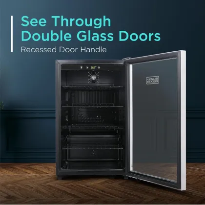 BLACK+DECKER BDB44LS 4.4 Cu Ft Single Glass Door Mini Refrigerator