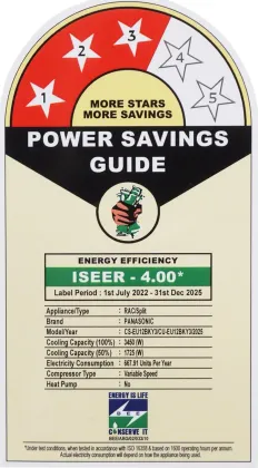 Panasonic CS/CU-EU12BKY3 1 Ton 3 Star 2025 Inverter Split AC