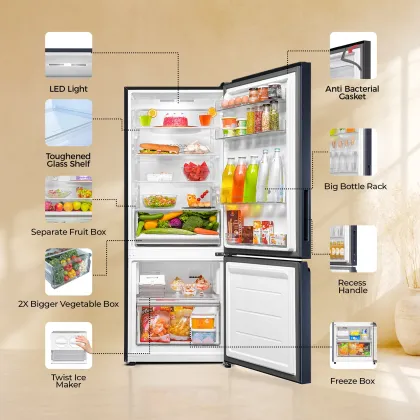 Haier HEB-332GBA-P 325 L 2 Star Double Door Refrigerator