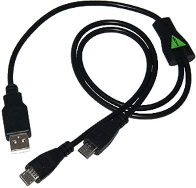 Amzer 85745 USB to Dual Micro USB Y Splitter Twin Charging Handy Cable