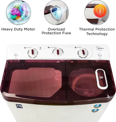 Midea MWMSA075PPG 7.5 Kg Semi Automatic Washing Machine