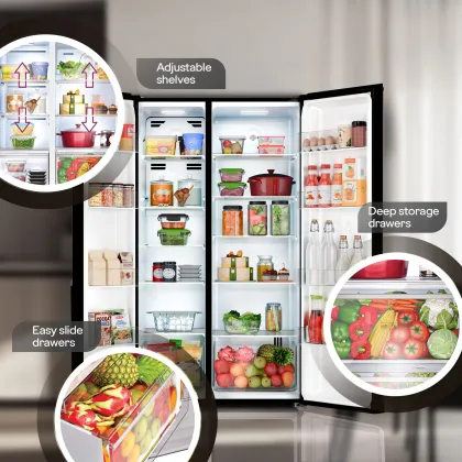 Godrej RS EONVELVET 580C RID GL BK 540 L Side by Side Door Refrigerator
