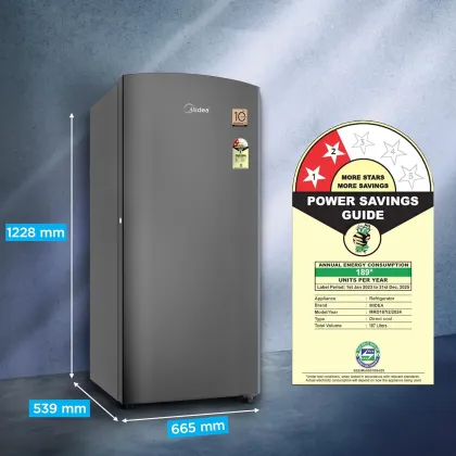 Midea MRD187I2XPAG 187 L 2 Star Single Door Refrigerator
