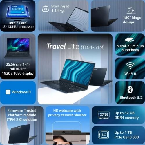 Acer TravelLite TL04-51M Laptop (13th Gen Core i5/ 8GB/ 512GB SSD/ Win11)