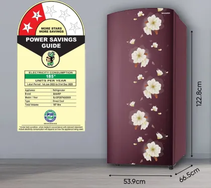 Sharp SJ-DF207N2-PRF 187 L 2 Star Single Door Refrigerator