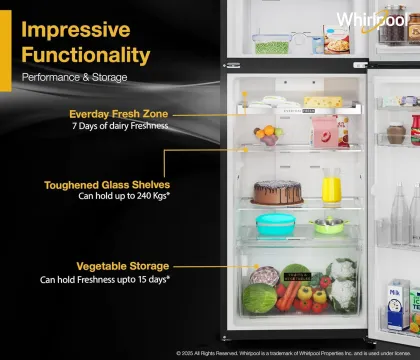 Whirlpool IF INV 355 Omega Black Conv-Y 308 L 3 Star Double Door Refrigerator