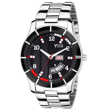 Extra 10% OFF Coupon | Youth Club Dd-105 Blk Stylish Day & Date Watch - for Men