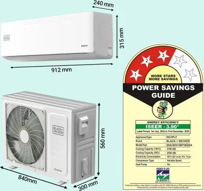 Black & Decker BXACN3I315BP1IN 1.5 Ton 3 Star 2025 Inverter Split AC